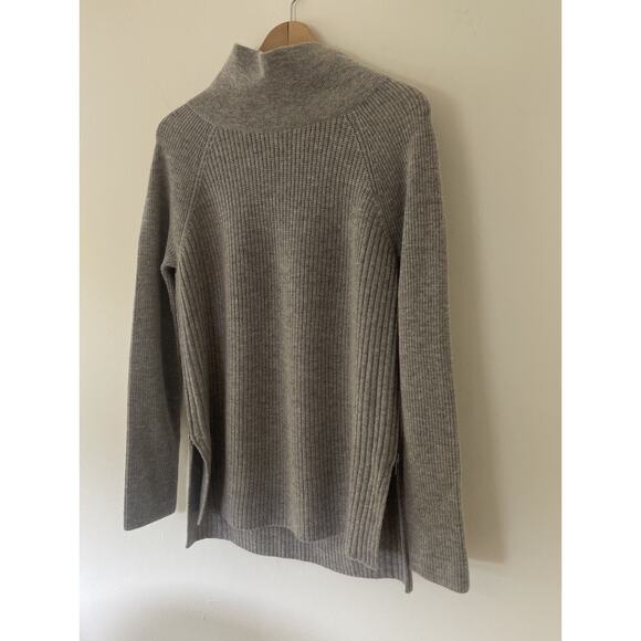 VINCE Side Zip Cashmere Blend Cowlneck Sweater Size Small Gray - Picture 1 of 5